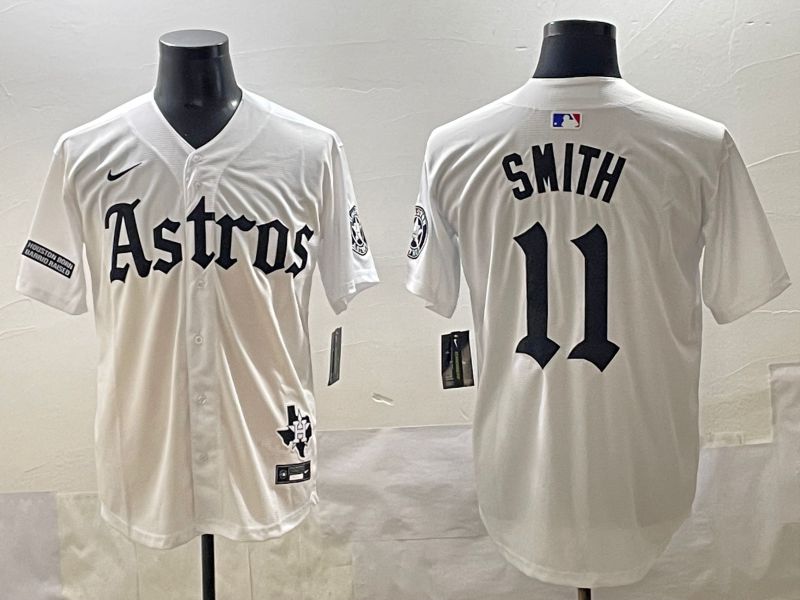 Men 2025 Houston Astros #11 Smith White Five generations Joint Name Nike MLB Jersey style 49->houston astros->MLB Jersey
